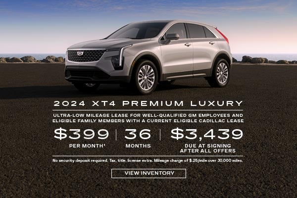 2024 XT4 Premium Luxury. Ultra-low mileage lease for well-qualified current eligible GM employees...